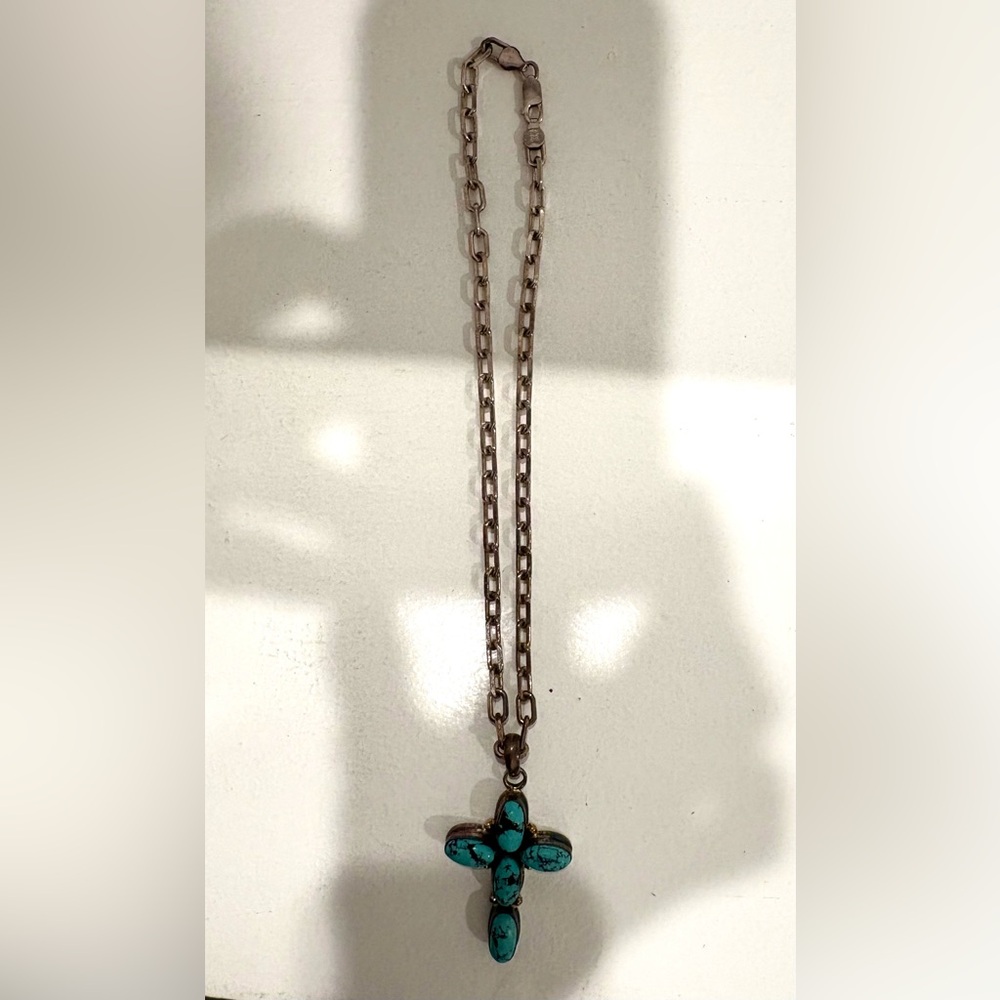 Turquoise Cross Pendant Necklace